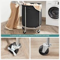 Steel Frame Laundry Basket Wheels, Black thumbnail