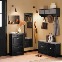 Shoe Cabinet 2 Drawers Storage Cupboard Black thumbnail