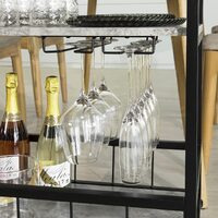 Industrial Vintage Style Wood Metal 3 Tiers Kitchen Serving Trolley with Wine Rack (Grey) thumbnail