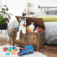 Wooden Sturdy Entryway Storage Bench with Safety Hinge thumbnail