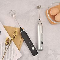 Silver Rechargeable Electric Milk Frother Handheld (3 Speeds) thumbnail