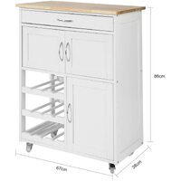 Kitchen Trolley with Wine Racks, Portable Workbench and Serving Cart for Bar or Dining thumbnail