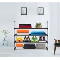 4-Tier Stainless Steel Shoe Rack Storage Organizer to Hold up to 20 Pairs of Shoes (80cm, Black) thumbnail