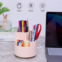360 degree rotating multi-functional pen holder with 3 separate layer for office desk organiser (Pink) thumbnail
