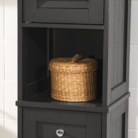 Freestanding Tall Bathroom Cabinet 170 x 32 x 30 cm (Black) thumbnail