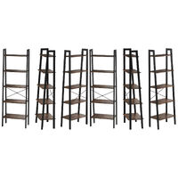 5 Tiers A-shaped Ladder Storage Shelf, Rustic, Brown thumbnail