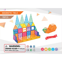 78 Pcs non-toxic STEM Educational, Durable Magnetic Tiles/Puzzle with Storage Bag thumbnail