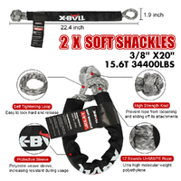 X-BULL Recovery Rope kit Snatch Strap Soft Shackles Hitch receiver Kinetic Tire Deflator thumbnail