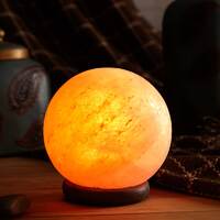 12V 12W 6.5" Ball Himalayan Pink Salt Lamp Carved Rock Crystal Light Bulb On/Off thumbnail