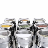 50x 150g Magnetic Spice Jar Stainless Steel Tin Herb Seasoning Storage Container thumbnail
