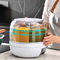 6 Grid Rotating Food Grain Dispenser 3.6L - Compartment Storage Container thumbnail