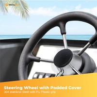 13.5" Boat Steering Wheel With Grip Cover - Stainless Steel 3/4" 5 Spoke With Knob thumbnail