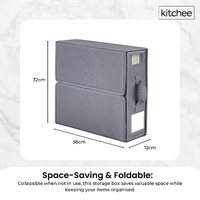 1x Kitchee Foldable Bed Sheet Storage Box – Linen & Closet Organiser Grey thumbnail