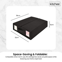1x Kitchee Foldable Bed Sheet Storage Box – Linen & Closet Organiser Black thumbnail