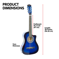 Karrera 38in Cutaway Acoustic Guitar with guitar bag - Blue Burst thumbnail