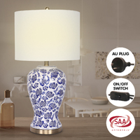 Sarantino Table Lamp Ceramic Floral Base Cotton Drum Shade thumbnail
