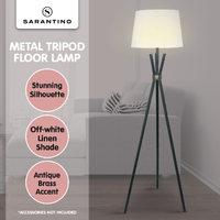 Sarantino Tripod Floor Lamp in Metal and Antique Brass thumbnail