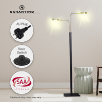 Sarantino LED Metal Floor Lamp with 2 Lights in Brushed Gold and Black Finish thumbnail