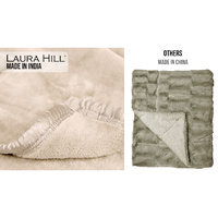 Laura Hill 800-gsm Faux Mink Throw Rug Blanket Queen Size Double-sided Large 220 X 240cm Heavy - Cream thumbnail