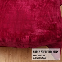Laura Hill Double-sided Large 220 X 240cm Faux Mink Throw Rug Blanket 800-gsm Heavy - Red thumbnail