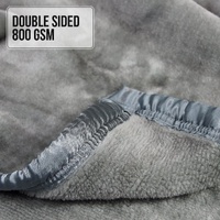 Laura Hill Double-sided Large 220 X 240cm Faux Mink Throw Rug Blanket 800-gsm Heavy - Silver thumbnail
