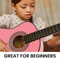 Karrera 34in Acoustic Wooden Childrens Guitar - Pink thumbnail