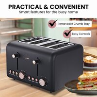 Pronti 4 Slice Toaster Rose Trim Collection - Black thumbnail