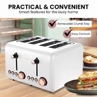 Pronti 4 Slice Toaster Rose Trim Collection - White thumbnail