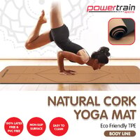 Powertrain Cork Yoga Mat with Carry Straps Home Gym Pilates - Body Line thumbnail