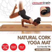 Powertrain Cork Yoga Mat with Carry Straps Home Gym Pilates - Chakras thumbnail