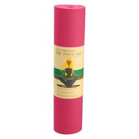 Powertrain Eco-friendly Dual Layer 6mm Yoga Mat | Pink | Non-slip Surface And Carry Strap For Ultimate Comfort And Portability thumbnail