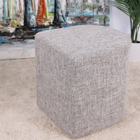 Ottoman Stool Linen Fabric Footstool Foot Rest Pouffe Pouf Seat - Dark Grey thumbnail