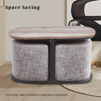 2X Ottoman Stool Linen Fabric Footstool Foot Rest Pouffe Pouf Seat - Dark Grey thumbnail