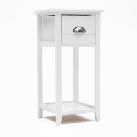Bedside Table Drawer Vintage Side Table Storage Cabinet Bedroom VALERIE WHITE thumbnail