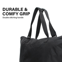 Shopper Bag Tote Bag Foldable Travel Laptop Grocery Nylon KO-DUAL BLACK thumbnail