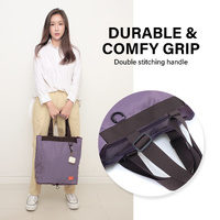 Shopper Bag Tote Bag Foldable Travel Laptop Grocery Nylon KO-SHOULDER PURPLE thumbnail