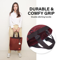 Shopper Bag Tote Bag Foldable Travel Laptop Grocery Nylon KO-SHOULDER WINE thumbnail