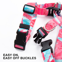Dog Double-Lined Straps Harness Adjustable M MARBLE PINK thumbnail