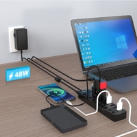Simplecom CHU810 48W 10-Port USB 3.0 Hub and Charger with Individual Switches 12V/4A Power Adapter BC1.2 Fast Charging thumbnail