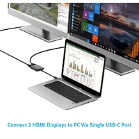 Simplecom DA330 USB-C to Dual HDMI MST Adapter 4K@60Hz with PD and Audio Out thumbnail