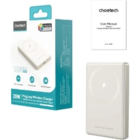 CHOETECH B739-WH 20W Slim USB-C 10000mAh Magnetic Power Bank - White thumbnail