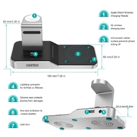 CHOETECH T316 4-in-1 Wireless Charging Station for iPhone/Apple Watch/iPod and all Qi Wireless Cell phones thumbnail