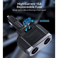 CHOETECH TC0020 45W 2 Sockets + 2x USB-C + 1x USB-A Cigarette Lighter Splitter thumbnail
