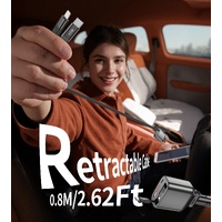 CHOETECH TC0033 105W USB-C+USB-A Fast car charger with Stretchable USB-C + Lightning cables thumbnail