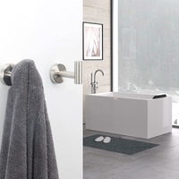 2 Pcs Wall Mount Bathroom Towel Hooks Holder Cloth Hanger Hook Kitchen Door Hanger Brushed Nickel thumbnail