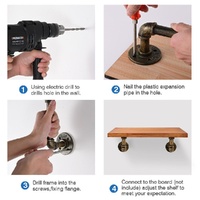 4PCS Pipe Floating Shelf Bracket Industrial Pipe Shelf Bracket Mounting Bracket Storage Racks Decor Bronze thumbnail