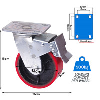 5 inch Industrial 500KG Caster Wheels Swivel with Brake Locking Casters Castor Wheels Cart Furniture Workbench thumbnail