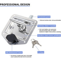 Trailer Door Latch Rv Door Tool Box Lock Gasket T-Handle with Keys 304 Stainless Steel thumbnail