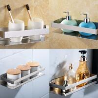 Brushed Bathroom Shower Shelf Kitchen Rack Storage Shelves Shampoo Holder Organizer thumbnail