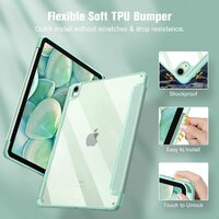 iPad 10th Case 10.9 Inch 2022 with Pencil Holder, Smart iPad Clear Case with Soft TPU Auto Wake Sleep Green thumbnail
